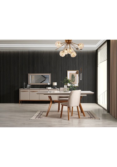 Elra Yemek Odası Takımı Yemek Masası + 4 Adet Sandalye Beyaz