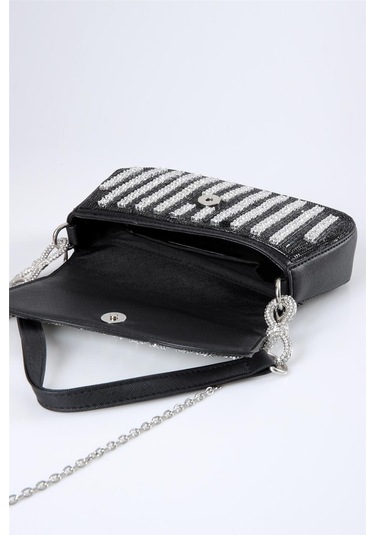 Ççs 17659 Kadın Omuz Askılı Çanta Siyah-gümüş Gümüş - Siyah