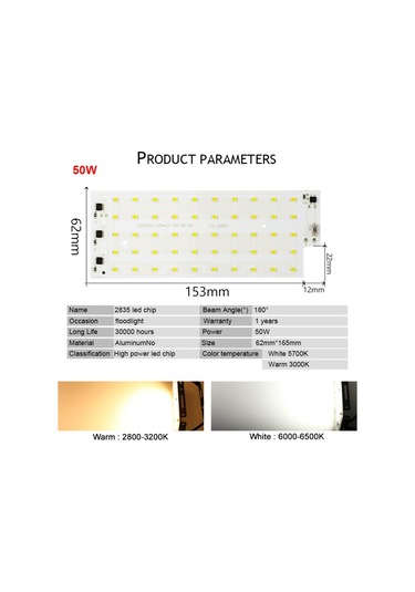 Beyaz Led Lamba 50 W Akıllı Ic Projektör Smd 2835 Çip 220 V Açık Uzun Servis Süresi Dıy Led Ampul Lamba Projektör Spot Aydınlatma