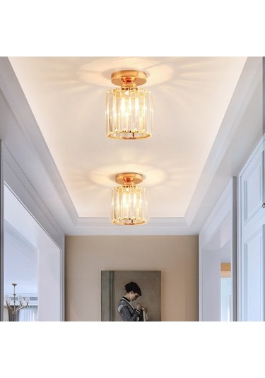 Modern Kristal Tavan Lambası Tavana Yakın Aydınlatma Armatürü Koridor Aydınlatmaları Yatak Odası Banyo Giriş Balkon Koridor Koridor E27 Soketli Ampul Dahil Değildir Altın