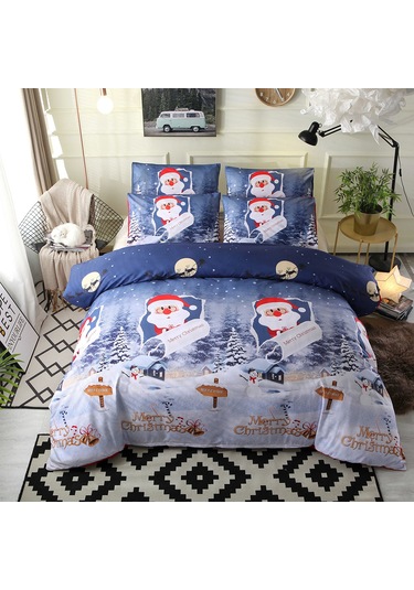 Qingmipy Noel Yatak Örtüsü Seti - Polyester Kumaş, Çift Kişilik, Yastık Kılıfı Dahil Çok Renkli