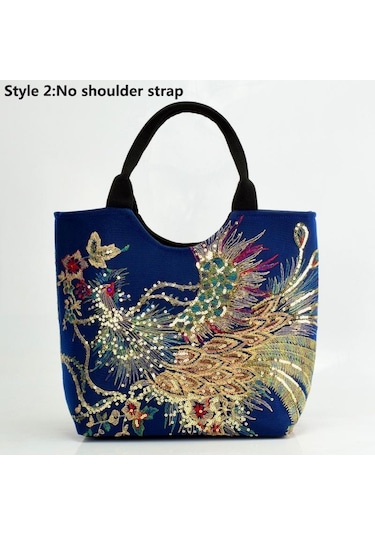 Parlak Payetler Tavuskuşu İşlemeli Kadın Kanvas Tote Çanta, Yaz Alışveriş Omuz Çantası Vintage Boncuklu İpli El Çantası Basit,normal Blue3 Çok Renkli Parlak Payetler Tavuskuşu İşlemeli Kadın Kanvas Tote Çanta, Yaz Alışveriş Omuz Çantası Vintage Boncuklu İpli El Çantası Basit,normal Blue3 Çok Renkli