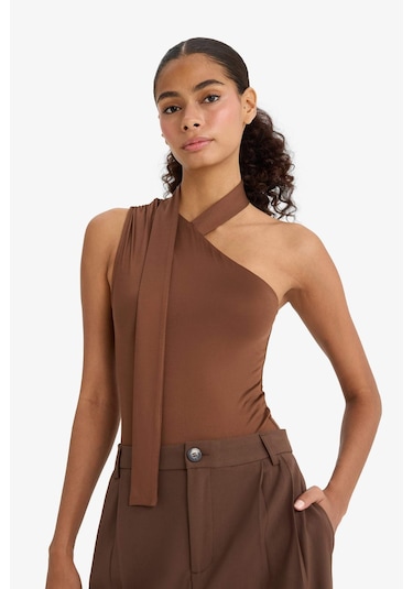 Defacto Tek Omuzlu Bağlama Detaylı Çıtçıtlı Body F9569ax25hsbn316 Kahve
