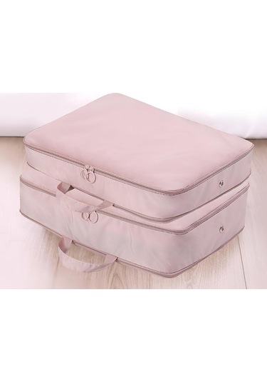 Homyl Yorgan Saklama Çantası Kendini Sıkıştırma Pembe
