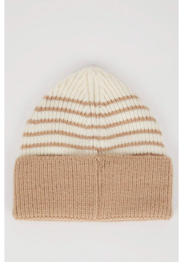 DeFacto Erkek Bebek Çizgili İçi Polarlı Triko Bere C8596A524WNBN325 Kahve