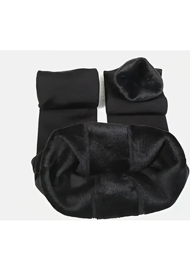 Termal Kışlık Peluş Tayt SiYAH