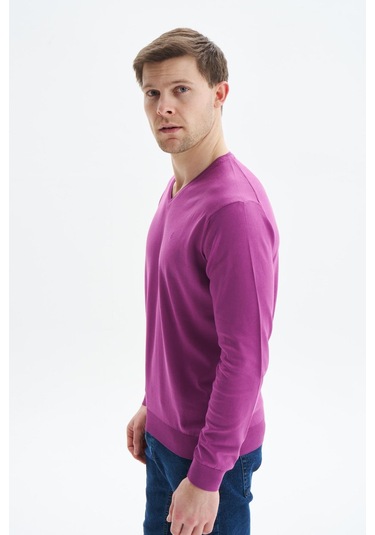 Arma Erkek Slim Fit Basic V Yaka Triko Kazak K9kro0852 Mor