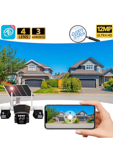 O-kam 9095 12mp 10x Zoom 4 Lens 3 Ekran Ultrahd 4g Solar Akıllı Güvenlik Kamerası
