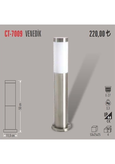 Cata Ct-7009 Bahçe Dış Mekan Aydınlatma Armatür E27 Duylu Alüminyum