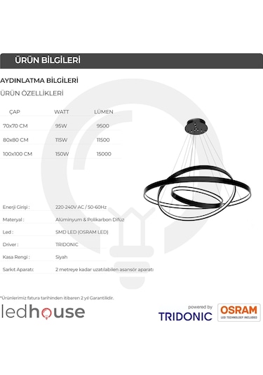 Saturn Modern Led Avize Sarkıt Linear Aydınlatma