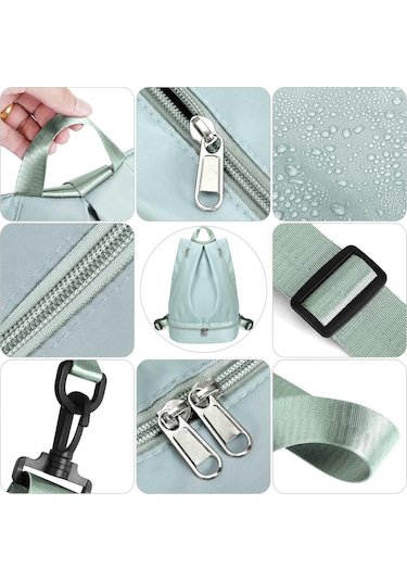 Yeşil Ayakkabı Bölmeli Ve Islak Cepli Su Geçirmez Yüzme Sırt Çantası, Spor Ve Seyahat Sırt Çantası Küçük Spor Çantası Diğer