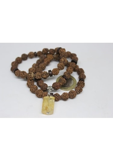 Sitrin Taşlı Rudraksha Tohum Dolama Bileklik 8Mm