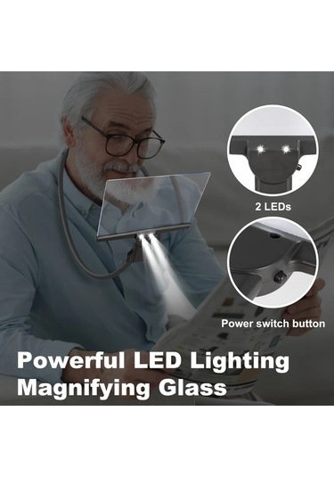 Willowhaven Siyah Taşınabilir Led Masa Lambası Hd Büyüteç Ve Esnek Boyun Siyah