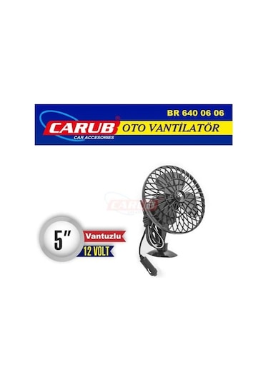 Carub Oto Vantilatör 12v 5 İnch Vantuzlu Vakumlu Çakmak Girişli