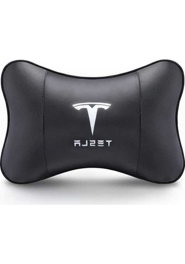 Novahub Tesla Logolu Siyah Oto Boyun Yastığı, Premium Kumaş