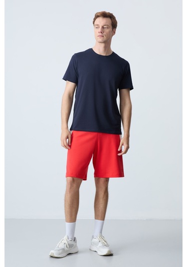 Tommy Life Fiesta Pamuklu Kalın Yumuşak Dokulu Standart Fit Basic Erkek Şort - 81280 Kırmızı