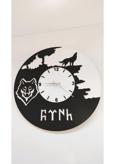 Duvar Saati Türk Temalı Beyaz - Siyah