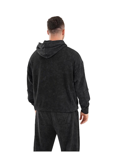 Kingsize Nutrition Kingsize Darksteel Antik Yıkamalı Oversize Sweatshirt Siyah Siyah