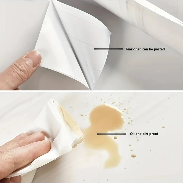 Trendooze Sunshine022 Gri Beyaz 60x500cm Yağ Geçirmez Mermer Desenli Folyo Beyaz - Gri