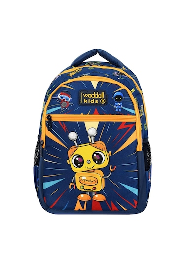 Waddell Lisanslı Lacivert-sarı Robot Desenli Erkek İlkokul Sırt Çantası Ve Beslenme Çantası