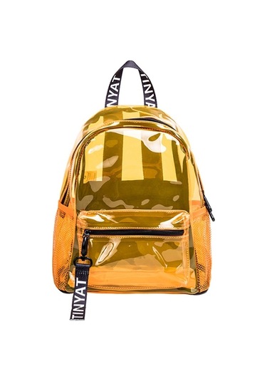 Sones Tınyat T9051 Bayanlar Jöle Çanta Su Geçirmez Pvc Şeffaf Sırt Çantası Turuncu