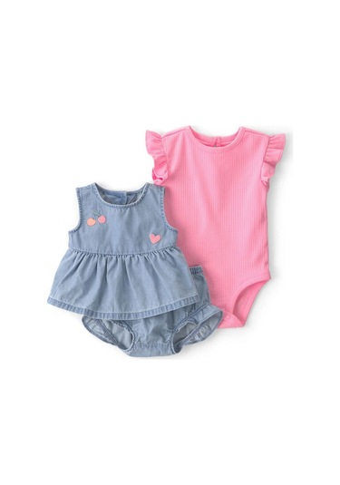 Carter's Kız Bebek Body Şort Set 1u529310 Mavi-pembe
