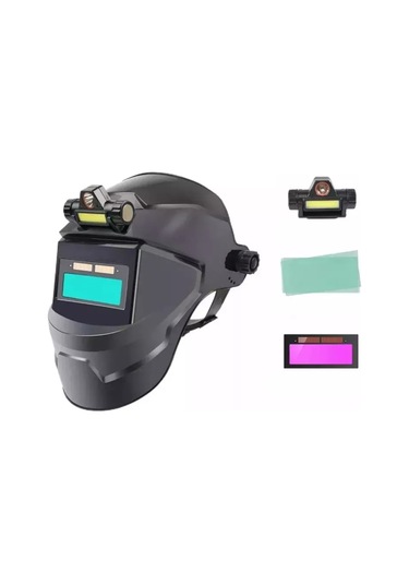 Geeksen Otomatik Işık Değiştiren Kaynak Maskesi Güneş Enerjili True Color Kaynak Kask Siyah