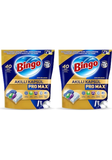 Bingo Akıllı Kapsül Pro Max Bulaşık Makinesi Deterjanı 2 x 40 Tablet