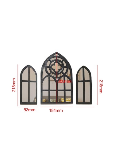 Suntek 3 Parça Gotik Duvar Aynaları Barok Rustik Stil-a