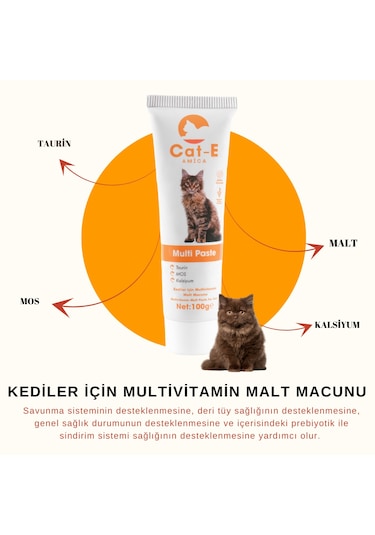 Amica Cat-e Multivitamin Paste Kediler İçin Multivitamin Malt Macunu