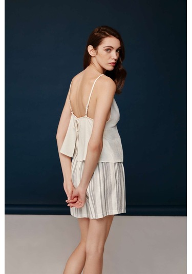 Bonnie&Clyde - Kadın Ekru Viskon Şort Takımı  30002 Ekru