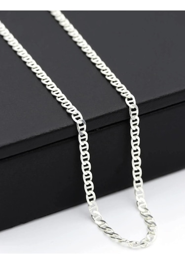 925 Ayar Gümüş Bar Model Zincir Kolye Genişlik 2,8 Mm