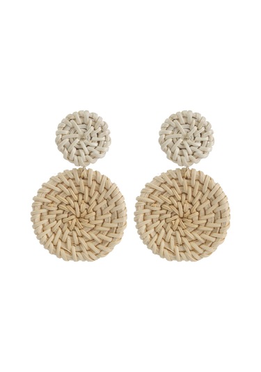 E2002-15 Double Cake Bamboo Vine Handmade Woven Earrings Bosomia Style Earrings Gümüş