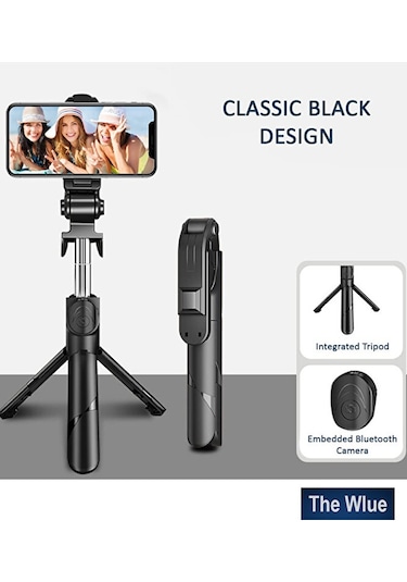 3in1 Bluetooth Kumandalı Ayaklı Selfie Çubuğu 100 Cm Kompakt Tasa