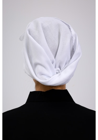 2 Adet İç Başörtüsü %100 Pamuklu Siyah Beyaz Tülbent - Kenarları Oyalı 90x90 Kadın Tesettür Siyah - Beyaz