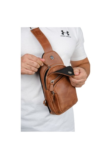 Mft Leather Hakiki Deri Unisex Çapraz Çanta Baggy 6981 Tiguan Taba