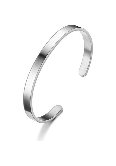 Chavin 6 Mm. Gri Kelepçe Dizayn Çelik Erkek Bileklik Et36by-6 Gri