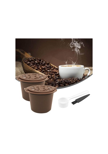 Suntek Cafe Bar Style A Brown Için Kaşık Kahve Gereçleri Ile Yeniden Kullanılabilir Kahve Kapsülleri