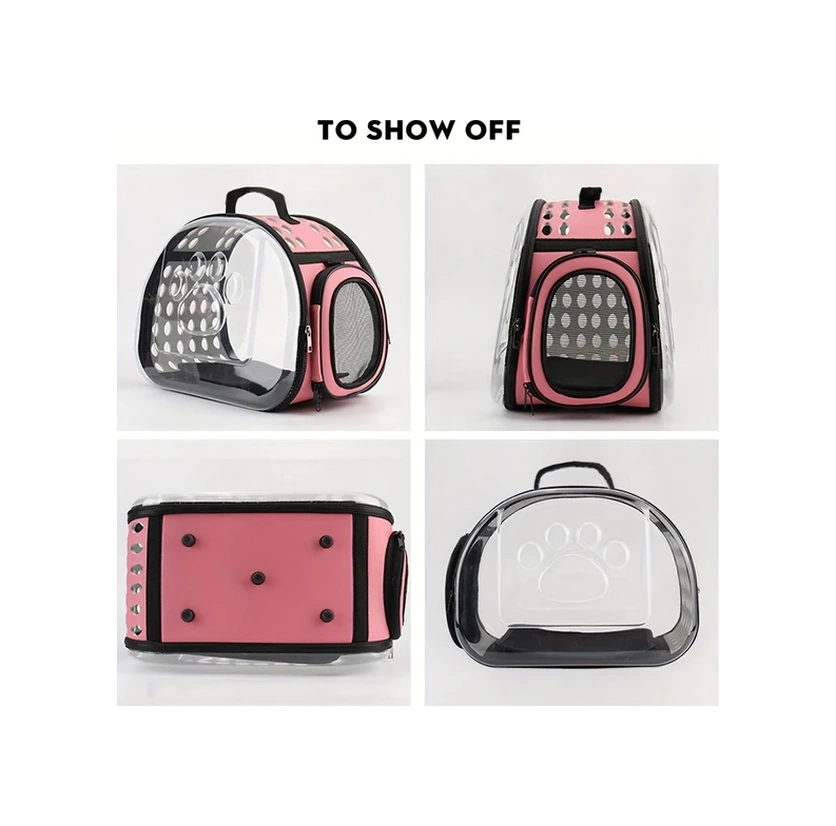 Fochsia Ayak İzi Tasarımı Kedi Sırt Çantası Katlanır Gri Büyük Taşınabilir Omuz Çantası