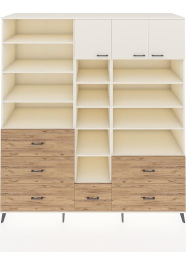 Kronos Dolap 17 Raflı 6 Çekmeceli 3 Kapaklı 220x59x243 Aytaşı-aytaşı/çam Aytası/atlas Çam