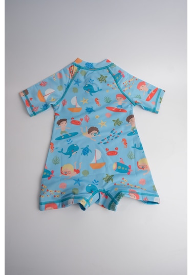 Soleda UV Korumalı UPF 50+ Bebek Çocuk Mayosu Journey Under The Sea Mavi