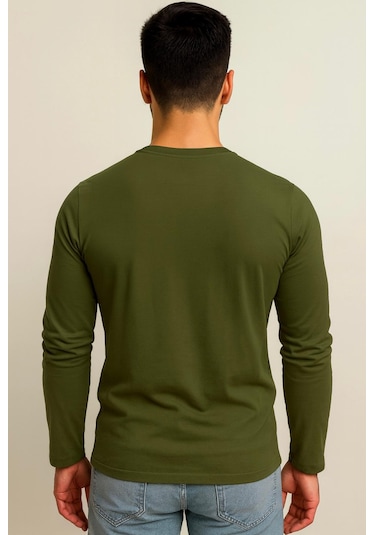 Axxel Erkek Haki Uzun Kollu T-shirt-d240 Haki