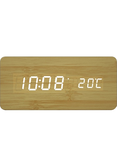 Gajeena Ahşap Kasa Led Akıllı Alarm Saat - Kablosuz Şarj, Ses Kontrol, Saat/tarih/sıcaklık Gösterimi, 3 Alarm, Parlaklık Ayarı Haki