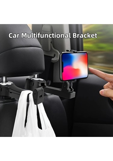 Besthome1 Araba Çok Fonksiyonlu Akıllı Telefon Tutucu Arka Koltuk Başlığı Askılı Katlanır Organizer Gümüş