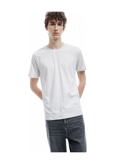 Koton Pamuklu Kısa Kollu Bisiklet Yaka Erkek Basic Tişört Gri 6wam10062hk Gri