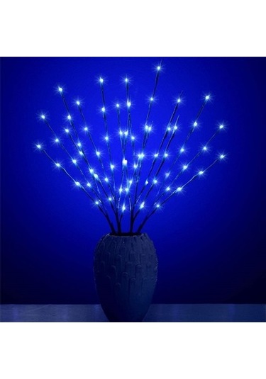 Venturemart Mavi 20 Ampuller Led Söğüt Şube Işıkları Lamba Doğal Uzun Vazo Dolgu Söğüt Dal Işıklı Brar