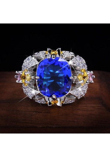 Vintage Takı Lüks Büyük Safir 925 Ayar Gümüş Yüzük Kadınlar Için Zarif Çiçek Nişan Düğün Band Yıldönümü Yüzükler 8 Mavi Vintage Takı Lüks Büyük Safir 925 Ayar Gümüş Yüzük Kadınlar Için Zarif Çiçek Nişan Düğün Band Yıldönümü Yüzükler 8 Mavi