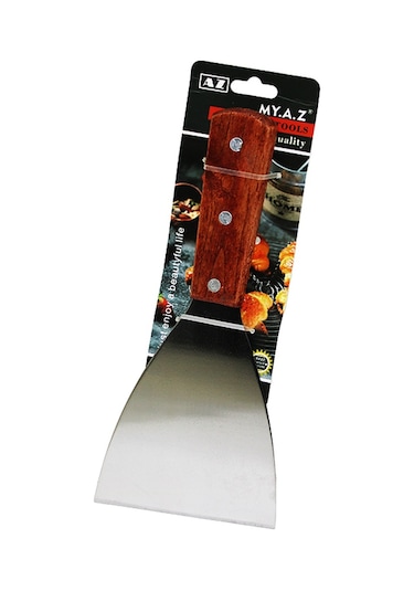 Eğik Ağızlı Metal Spatula - Ahşap Saplı 5023