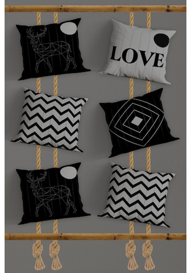 Belle Benoit Baskılı Dekoratif 6'lı Koltuk Kırlent Kılıfı Desen19