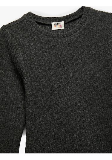 Koton Bisiklet Yaka Viskon Karışımlı Uzun Kollu Elbise Antrasit 6wkg80021ak 939